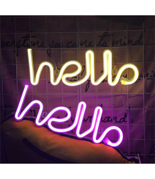 Neon led hello temalı duvar süsleri, dekorasyon odası, kafe, restoran , neon duvar dekoru