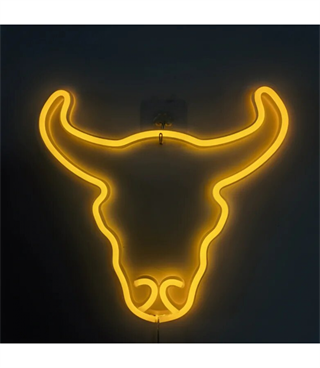 Neon led ışık boğa, et temalı duvar süsü,dekor, tabelası, kasap ,restoran neon led, sahne dekor