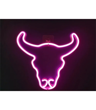 Neon led ışık boğa, et temalı duvar süsü,dekor, tabelası, kasap ,restoran neon led, sahne dekor
