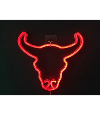 Neon led ışık boğa, et temalı duvar süsü,dekor, tabelası, kasap ,restoran neon led, sahne dekor