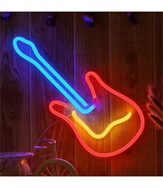 Neon led ışık, gitar temalı duvar süsü,led neon tabela, bar, ev, ofis , gece, müzik lambası neon