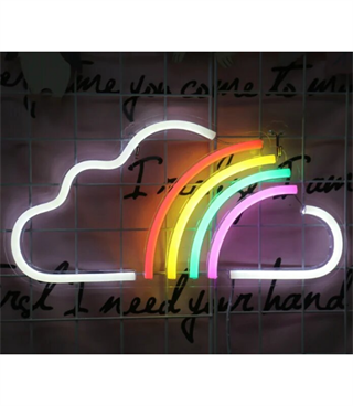 Neon led ışık gök kuşağı temalı duvar süsü,dekoru, tabelası, bar, ev, ofis bulut led, gece lambası
