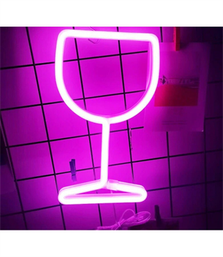 Neon led ışık şarap bardak temalı duvar süsü, led neon tabela, Bar, Clup Sahne arkası,ev dekoru