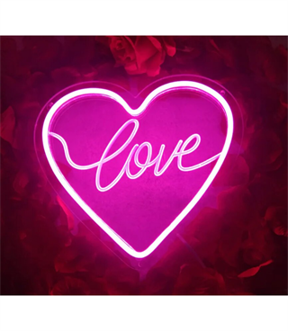 Neon led ışık,kalp temalı duvar süsü,dekoru, tabelası, kişiye özel yazı ve neon rengi seçilebilir.