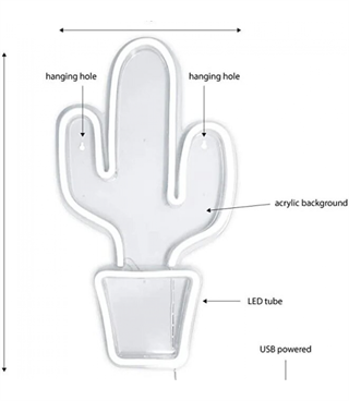 Neon kaktus Neon led Neon Led Tabela Kafe Restoran Bitki Temalı Neon Duvar Dekoru