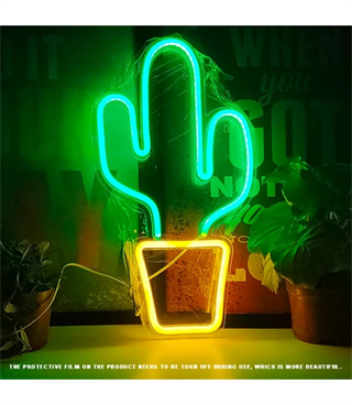 Neon kaktus Neon led Neon Led Tabela Kafe Restoran Bitki Temalı Neon Duvar Dekoru