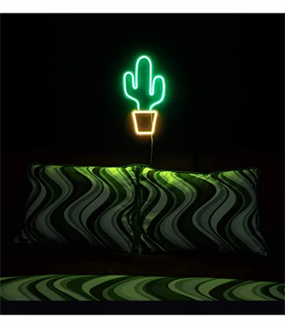 Neon kaktus Neon led Neon Led Tabela Kafe Restoran Bitki Temalı Neon Duvar Dekoru