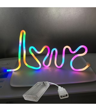 Neon led love, sevgi, temalı duvar süsleri,el yazılı neon led askılı pano, sevgili hediyesi, sürpriz