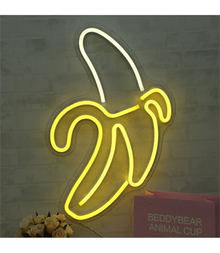 Neon led muz banana, temalı duvar süsleri,led neon tabela , dekorasyon, manav, market, gece lambası