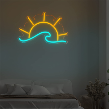 Neon led tabela güneş, sunset temalı duvar , Doğum günü, dekorasyon odası, Ev, Parti