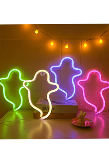 Neon led tabela Hayalet, Halloweentemalı duvar , Doğum günü, dekorasyon odası, Ev, Parti, Beyaz