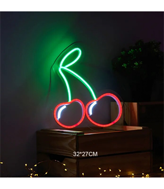 Neon led vişne, kiraz temalı duvar süsleri, led neon pano askılı, dekorasyon odası, kafe,bar, clup