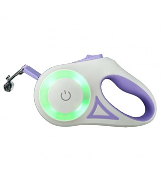 Otomatik Geri Çekilebilir Ledli El Fenerli  Köpek Tasması BuShop 3m Mor