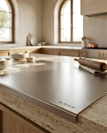 Paslanmaz Çelik Hamur Açma Tahtası 60x50 cm Mat İnox Hamur Açma, Kesme ve Hazırlama Panosu