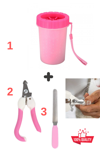 Pati temizleme aparatı, Kedi Köpek Pati Temizleme Silikon Jel Fırçalı, Tırnak makası ve törpüsü, Süper 3 lü İthal Set