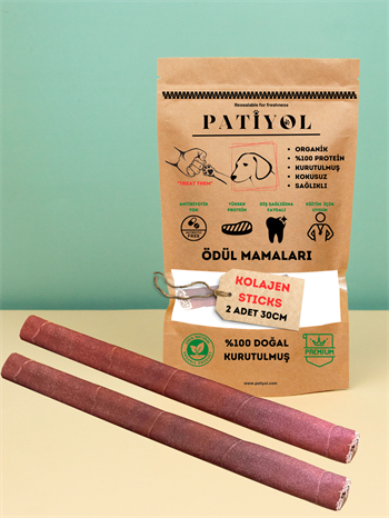 Kolajen Çubukları 30 Cm %100 Doğal Köpek Ödül Maması,2 adet, Proteinli Kolajen Çubuk, Gurme Seri