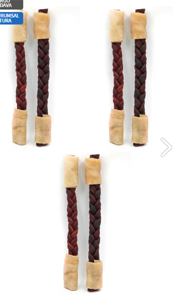 Örgülü Doğal Kolajen Çubuklar, Köpek Kemiği, 6 adet-27 Cm Orta Ve Büyük Irklar için Lux Eko Paket