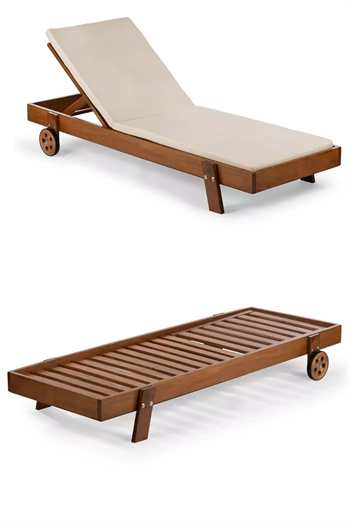 Plaj şezlong Ahşap şezlong Minderli Şezlong Havuz Şezlong Bushop Marimo 2