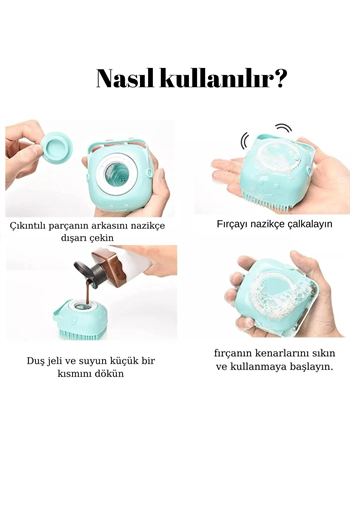 Şampuan Hazneli Kedi Ve Köpek Evcil Hayvan Yıkama Fırçası, Kedi ve Köpek Tüy Deri Bakım Fırçası Süper 2 li İthal Set