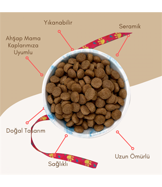 Seramik Kase 12,5 cm kedi köpek mama kabı Model: Okyanus