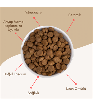 Seramik Kase 12,5 cm TEKLİ kedi köpek mama kabı Model: Vanilyam