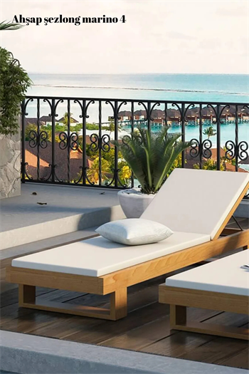 Şezlong Plaj şezlong Ahşap şezlong Minderli Şezlong Havuz Şezlong Bushop Marimo 4