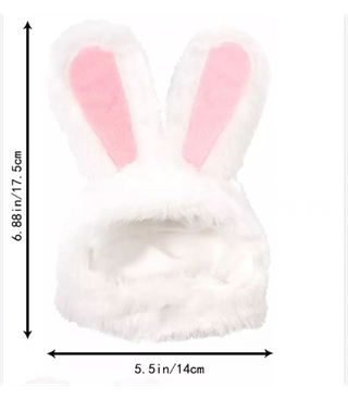 Tavşan Kulaklı Kedi Şapkası -Peluş Başlığı-Yumuşak kumaş