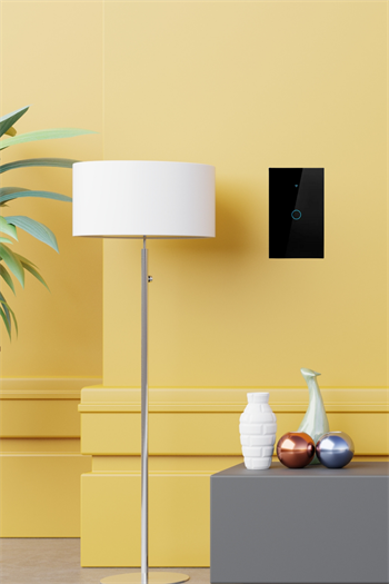 Akıllı anahtar Wifi anahtar Wifi akıllı ev anahtarı Dokunmatik aydınlatma anahtarı Siyah Mobil App Destekli