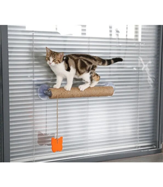 Vantuzlu Kedi Tırmalama Platformu BuShop 40 Cm Cam- Sermaik - Düz duvar