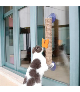 Vantuzlu Kedi Tırmalama Platformu BuShop 40 Cm Cam- Sermaik - Düz duvar