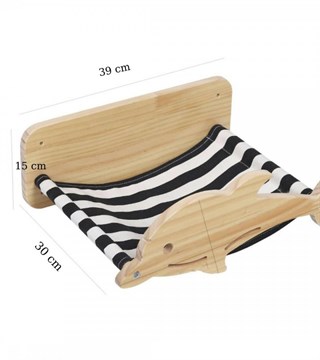 Kedi duvar yatağı, Kedi Yuvası, Kedi Yatağı, Kedi Hamak, + Kedi Tırmalama Basamağı, 2li Ahşap Set, BuShop Dolphin Serisi 