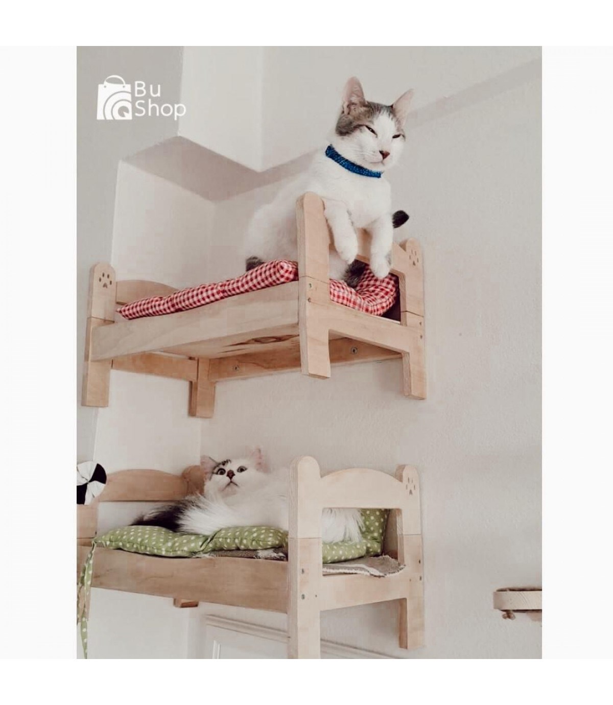 Kedi yatak, Kedi duvar yatağı, Kedi şezlong, Kedi zemin yatağı, Ahşap kedi  yatağı BuShop Premium Kedi yatakları