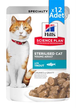 Hills Sterilised Cat Young Adult Trout Alabalıklı Kısırlaştırılmış Yaş Kedi Maması 12 Adet