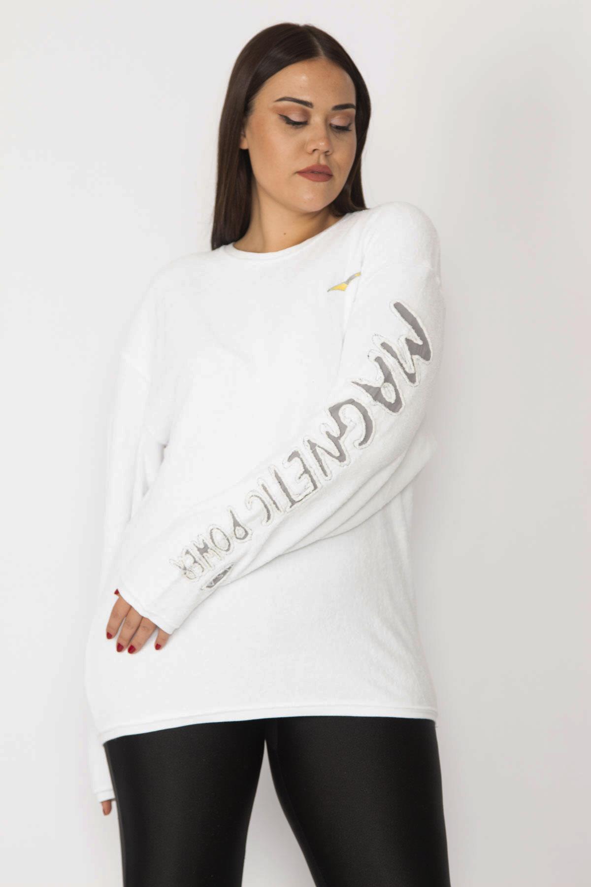 Kadın Kemik Kol Detaylı Havlu Sweatshirt 65N28517
