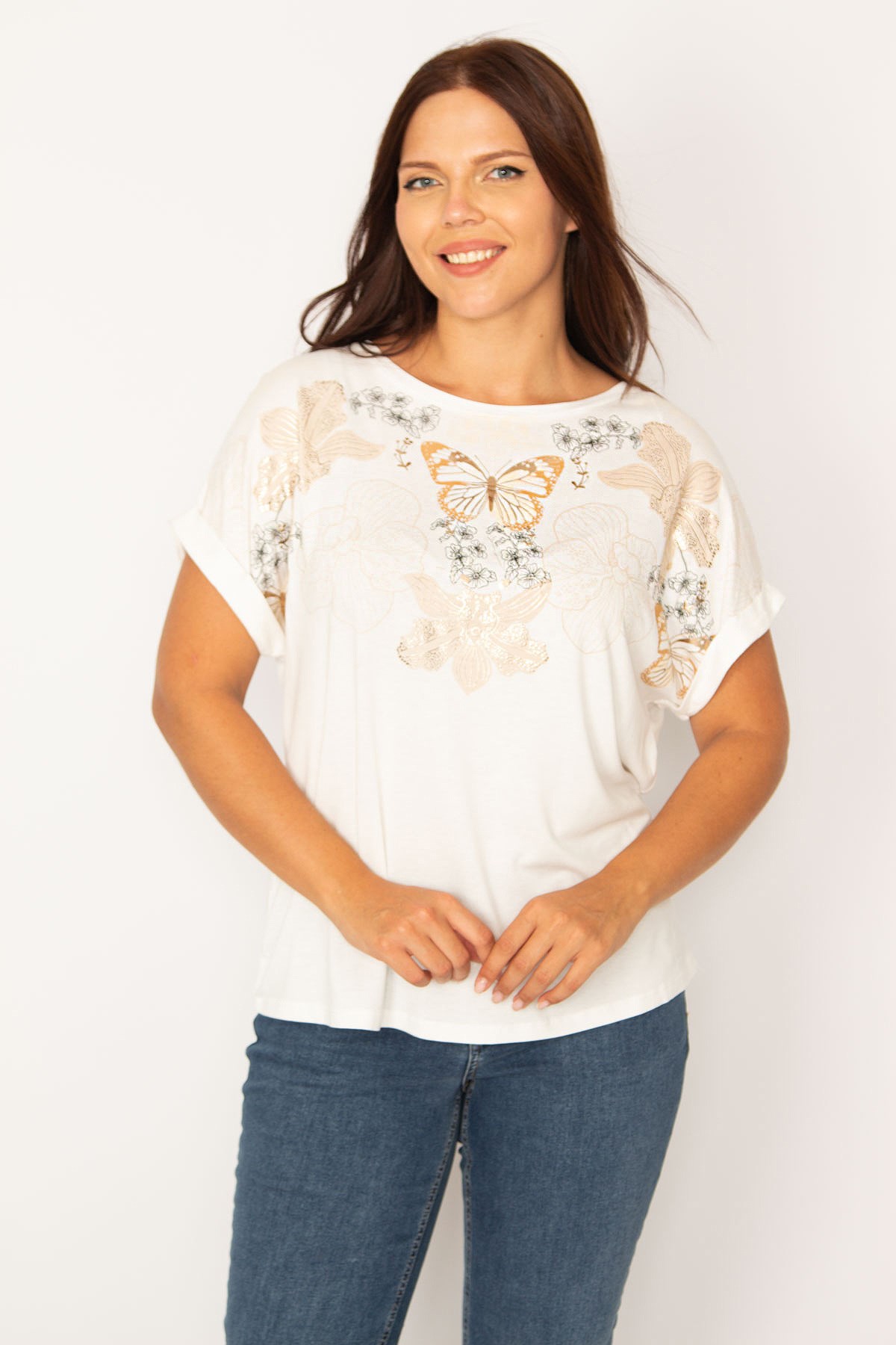 Kadın Kemik Lak Baskılı Bluz 65N34566