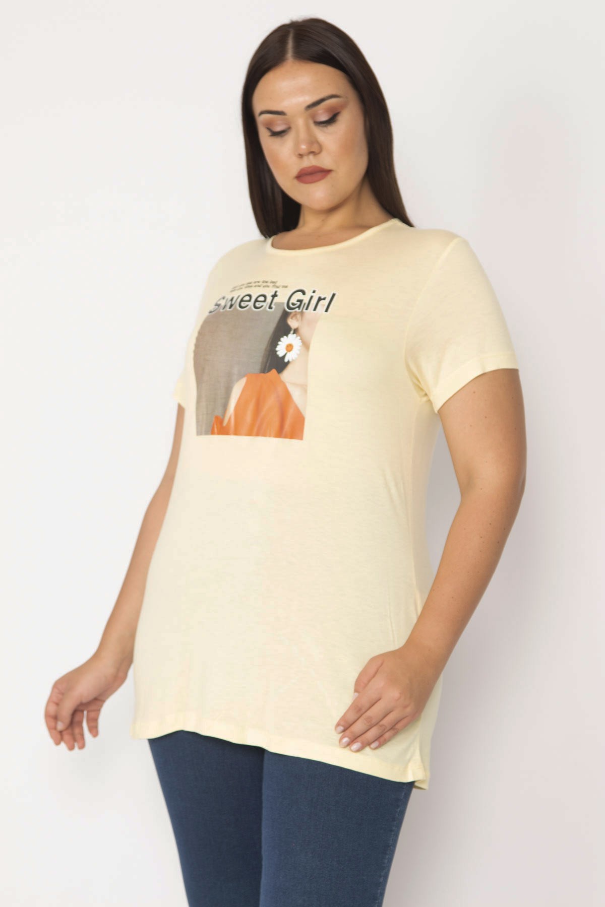 Kadın Sarı Dijital Baskılı Bluz 65N28859