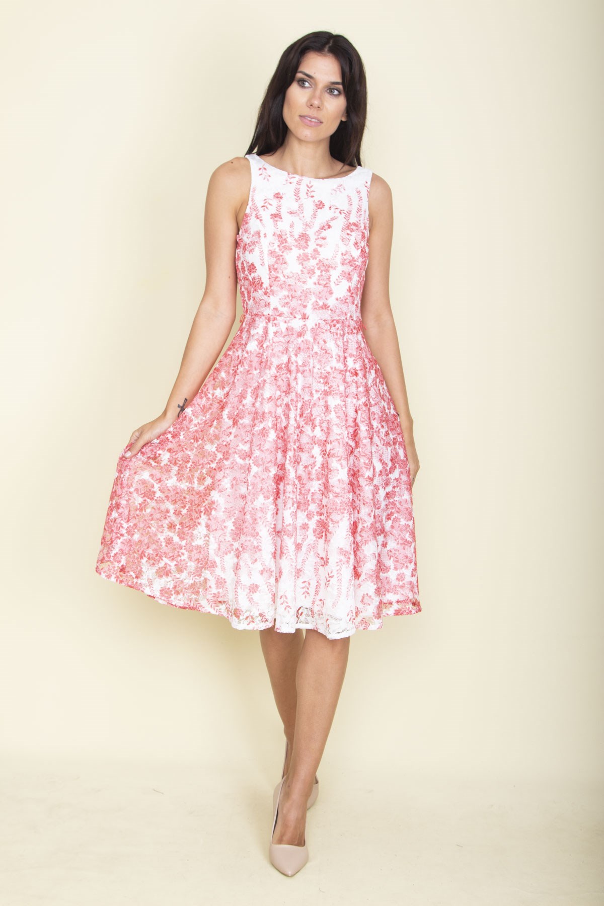 ARKA FERMUARLI ASTARLI DANTEL ELBİSE