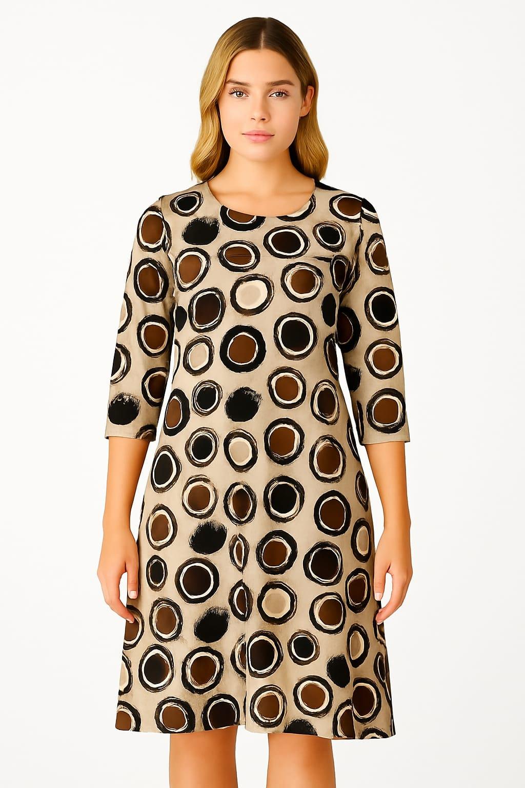 Kadın Büyük Beden Vizon, Bisklet Yaka, Truvakar Kol Viskon Midi Elbise 65N39157