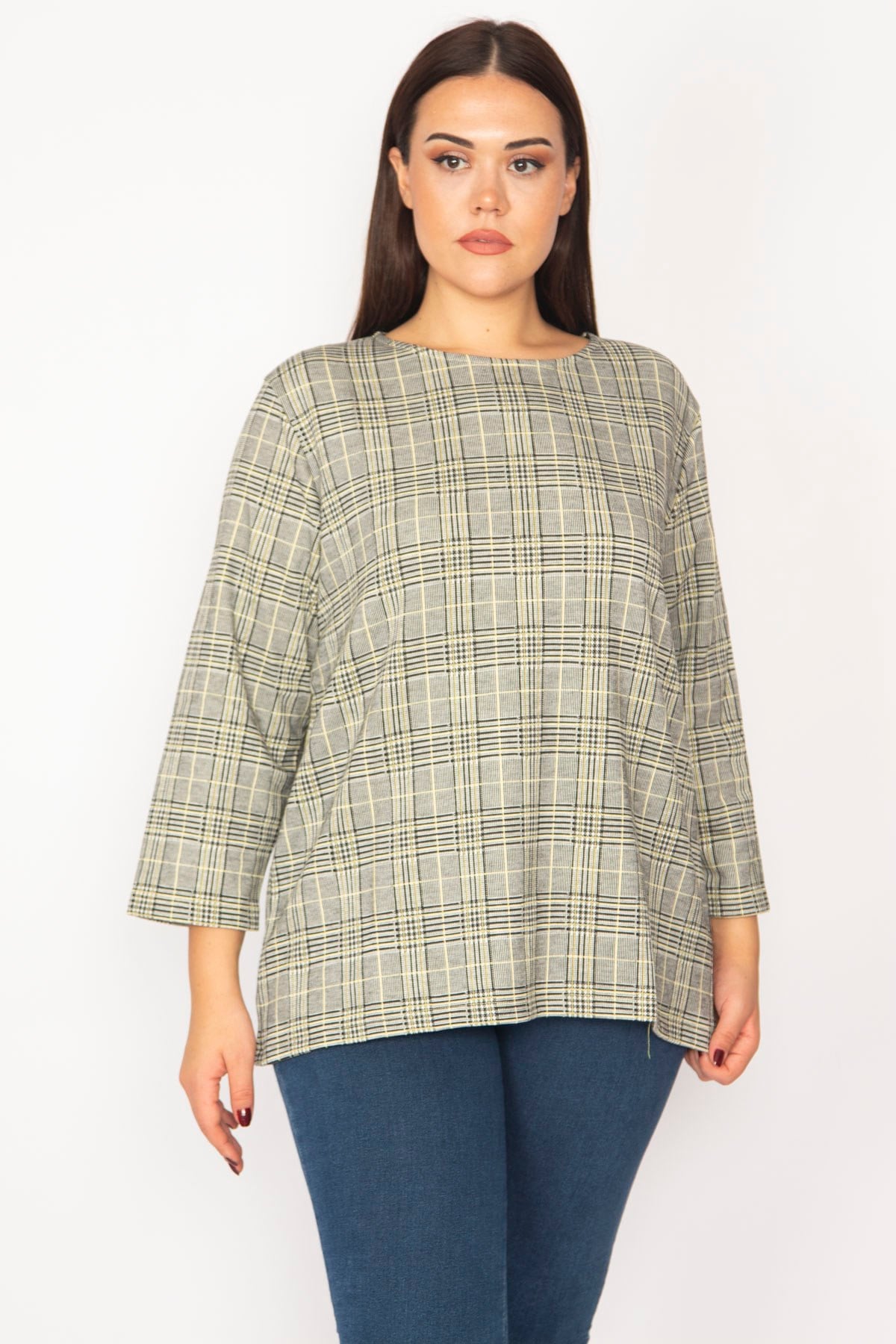 Kadın Desenli Ekose Desenli Tunik 65N29340
