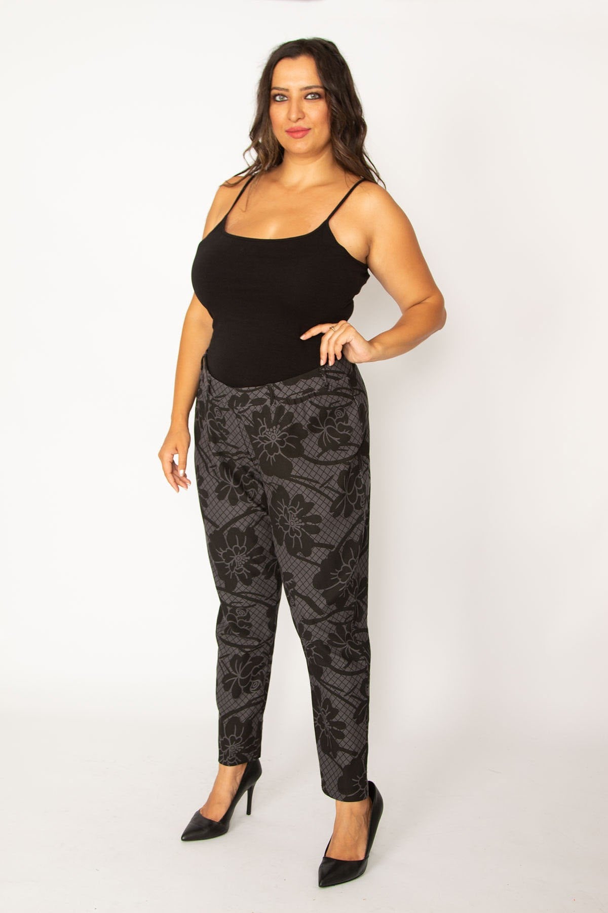 Kadın Füme Likralı Örme Kot Pantolon 65N34108