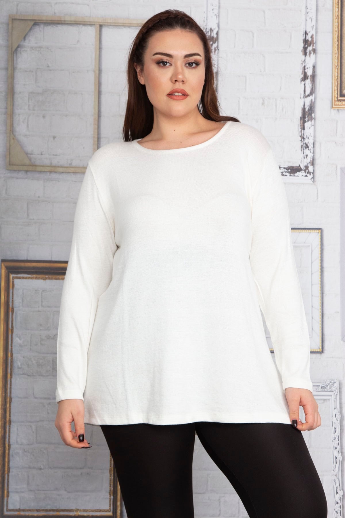 Kadın Kemik Bisiklet Yakalı Viskon Tunik 65N22869