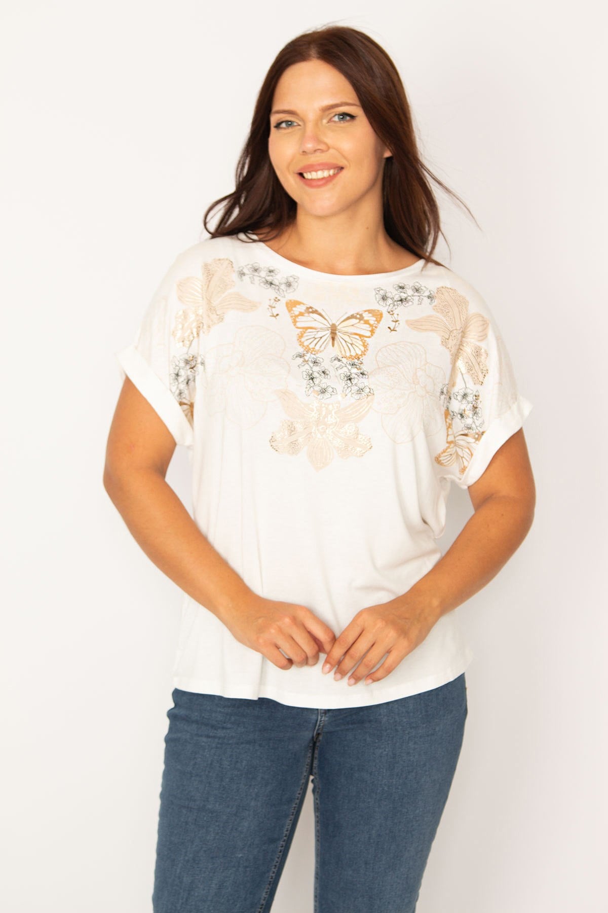 Kadın Kemik Lak Baskılı Bluz 65N34566