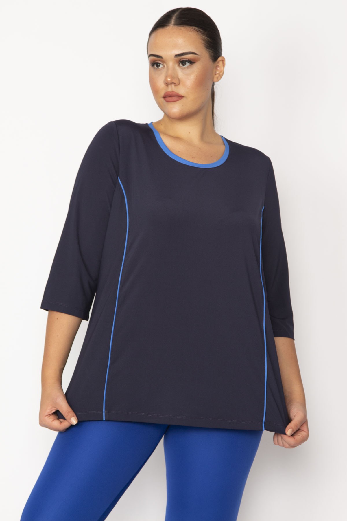Kadın Lacivert Biye Ve Kup Detaylı Tunik 65N29275