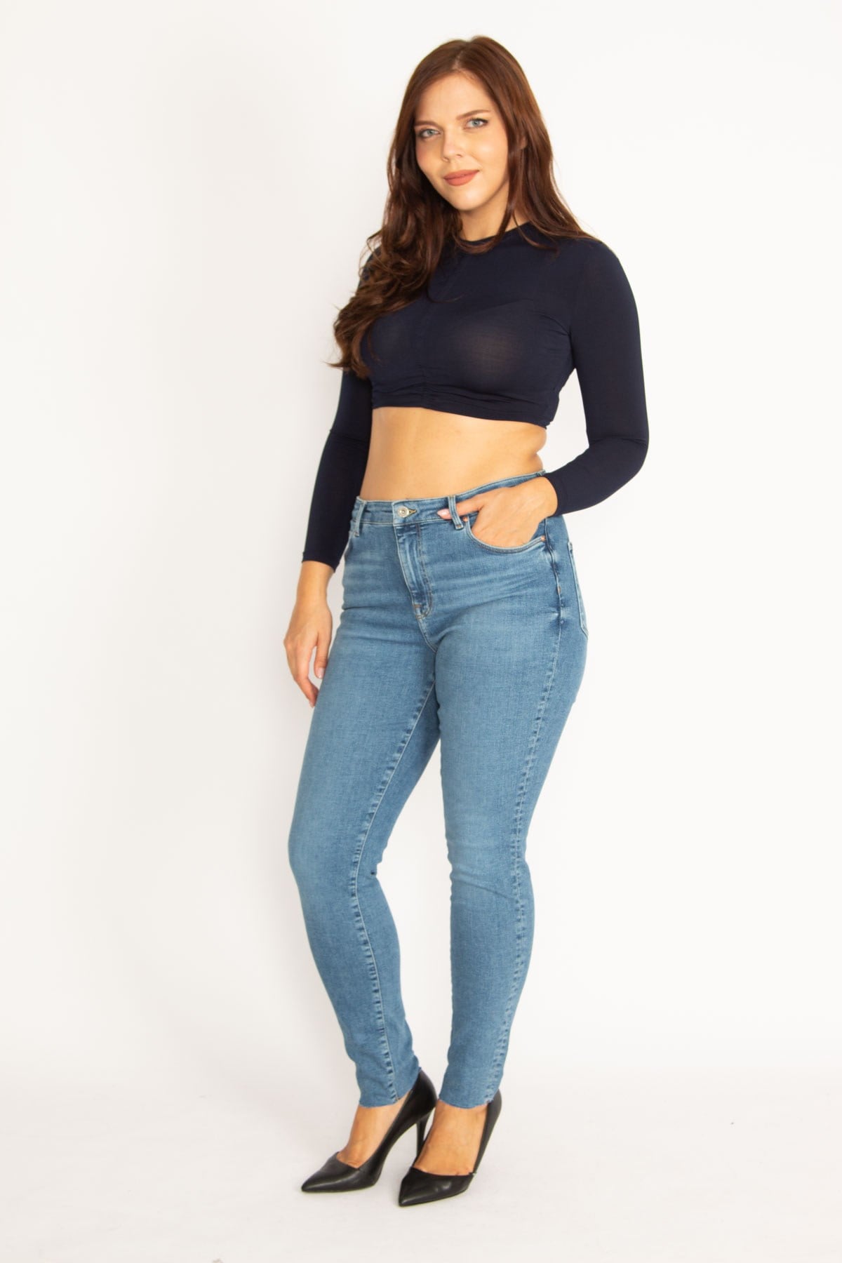 Kadın Mavi 5 Cep Skinny Jean Pantolon 65N34896
