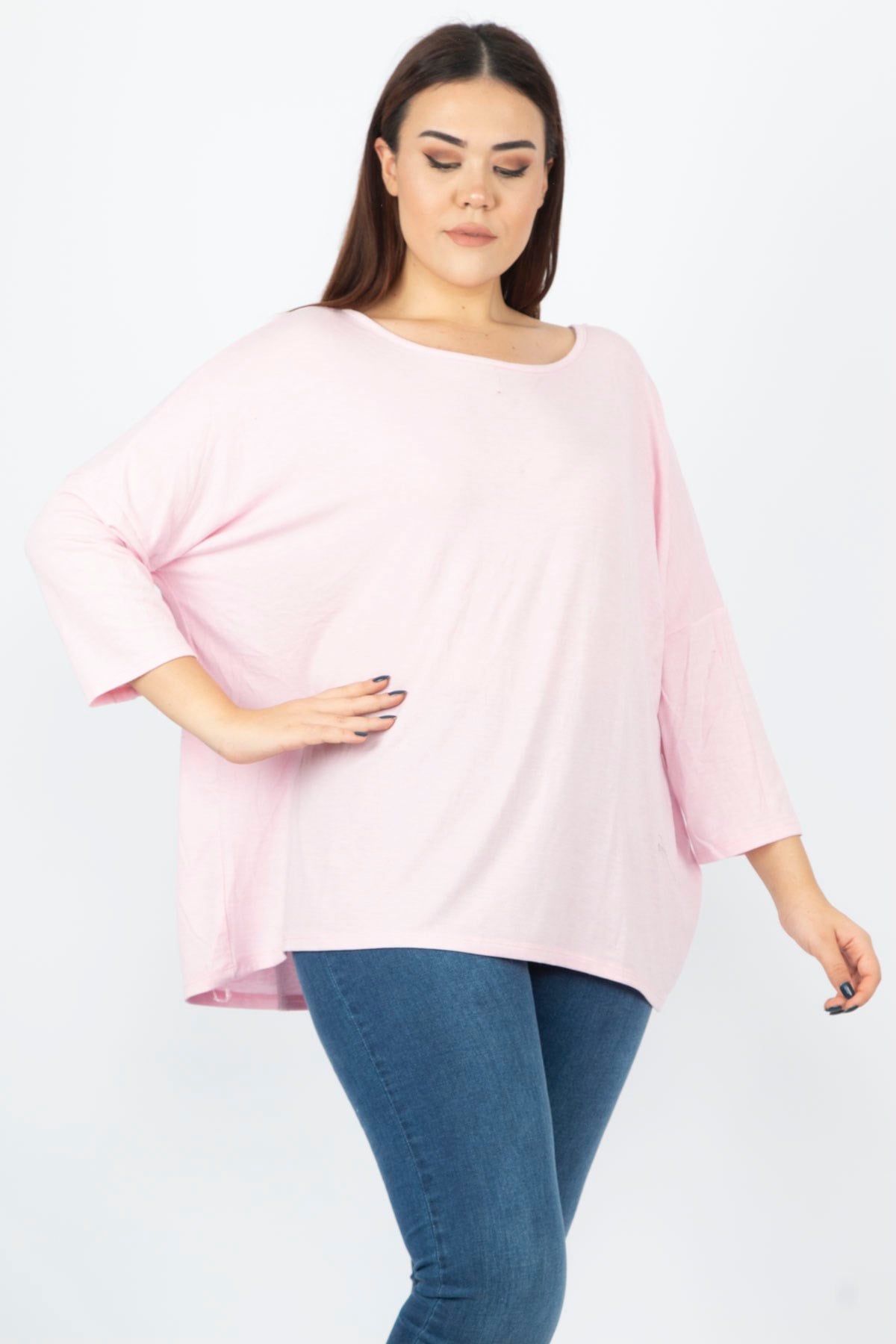Kadın Pembe Yarasa Kol Tunik 65N29751