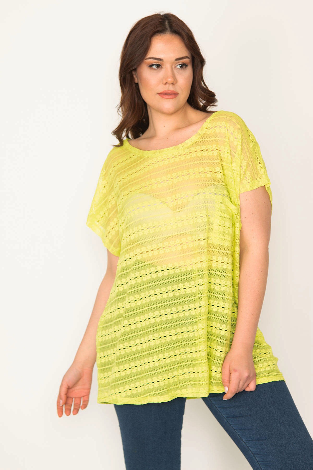 KADIN SARI DANTEL BLUZ