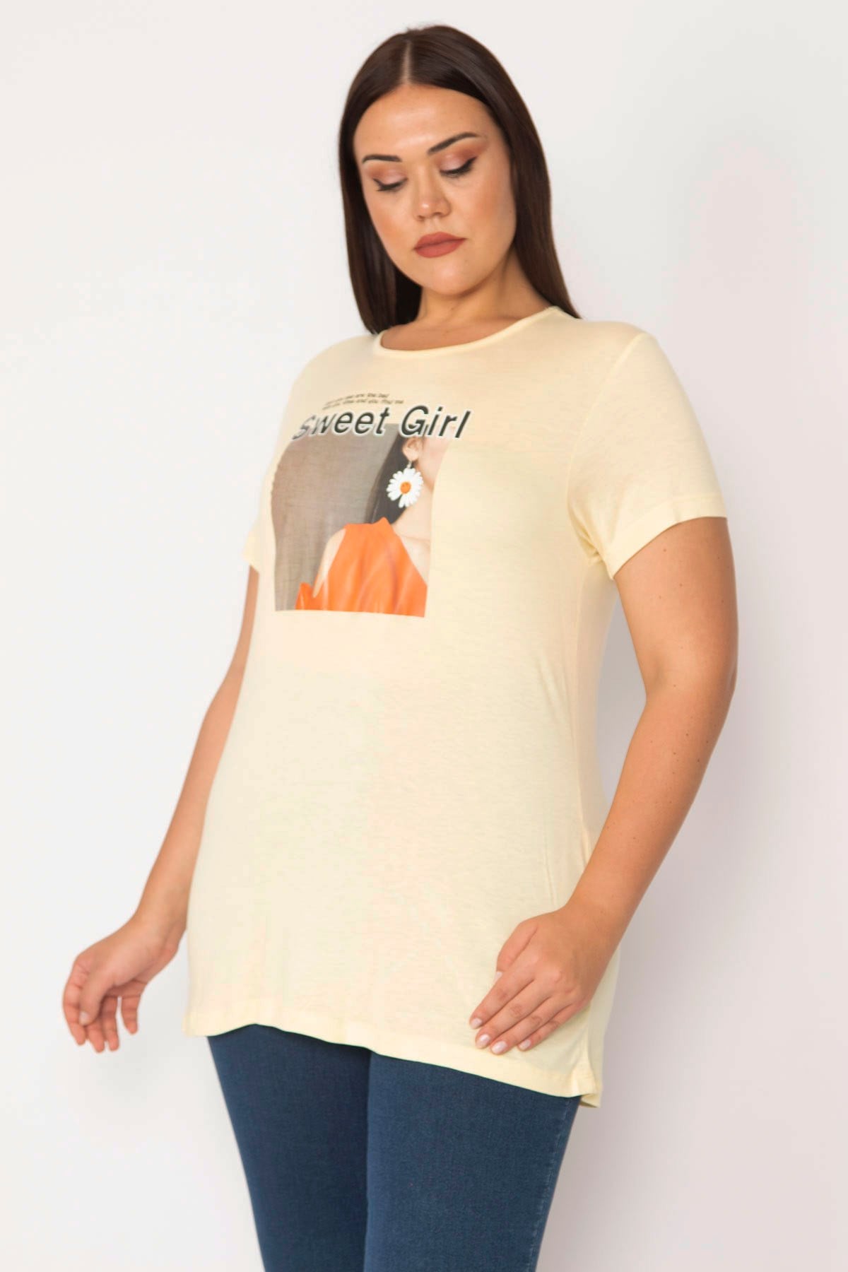 Kadın Sarı Dijital Baskılı Bluz 65N28859