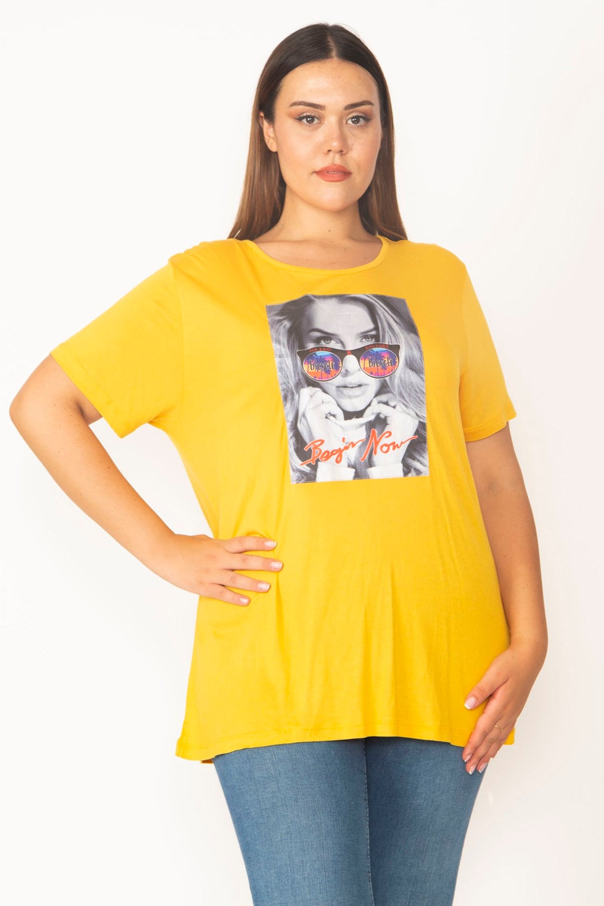 Kadın Sarı Dijital Baskılı Viskon Bluz 65N27410
