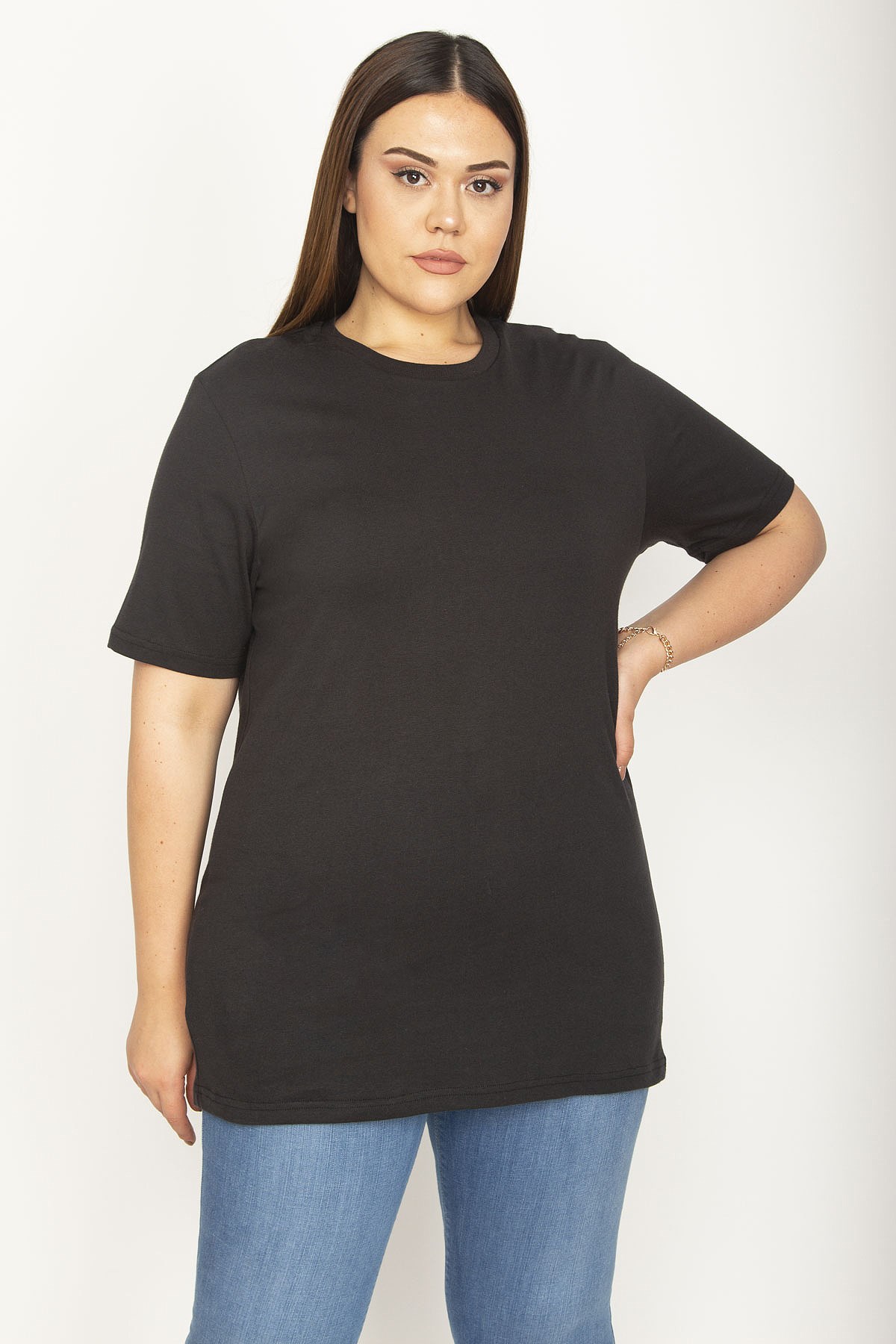 KADIN SİYAH BİSİKLET YAKALI BASİC BLUZ T7/13