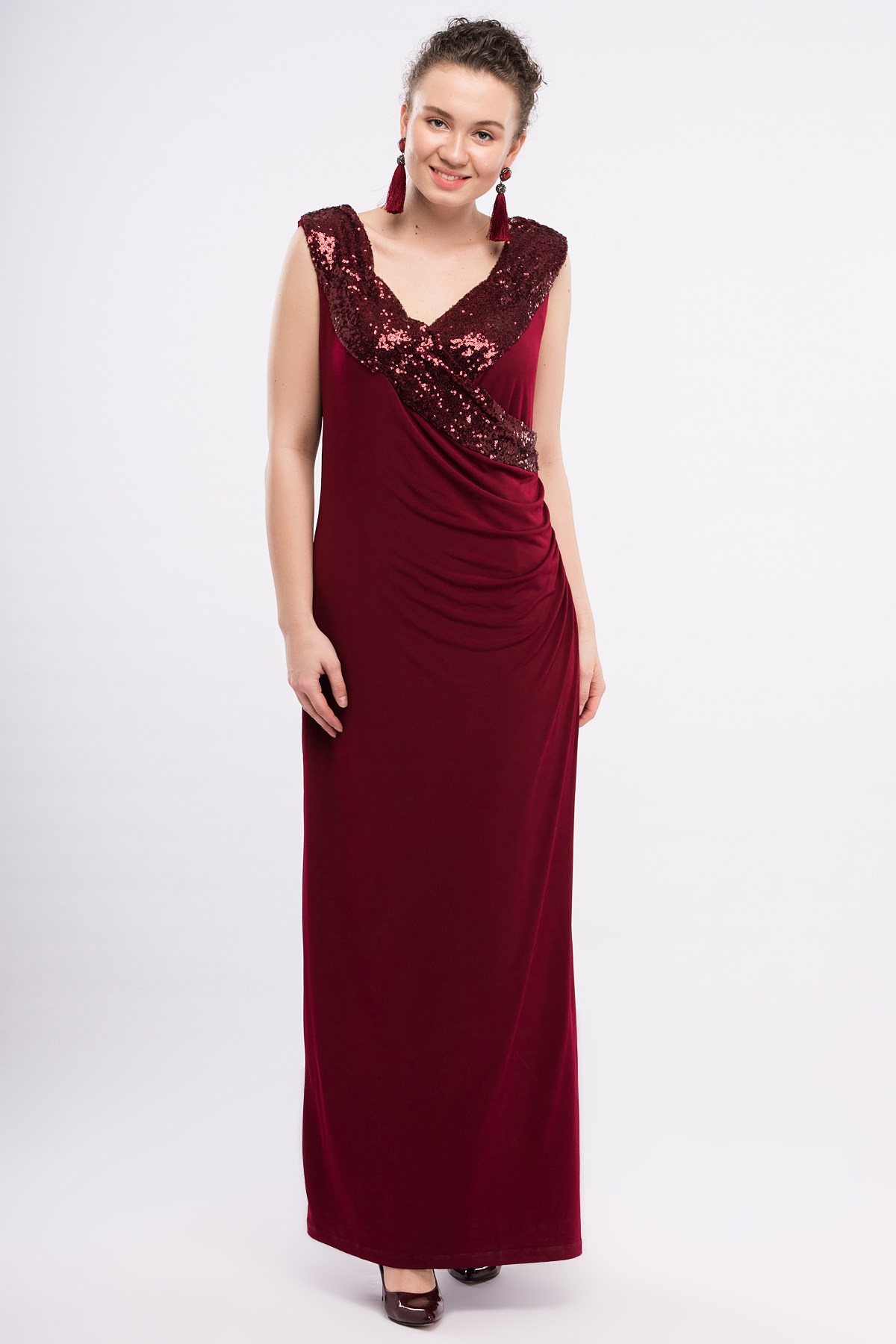 Payet Detaylı Anvelop Abiye Elbise 